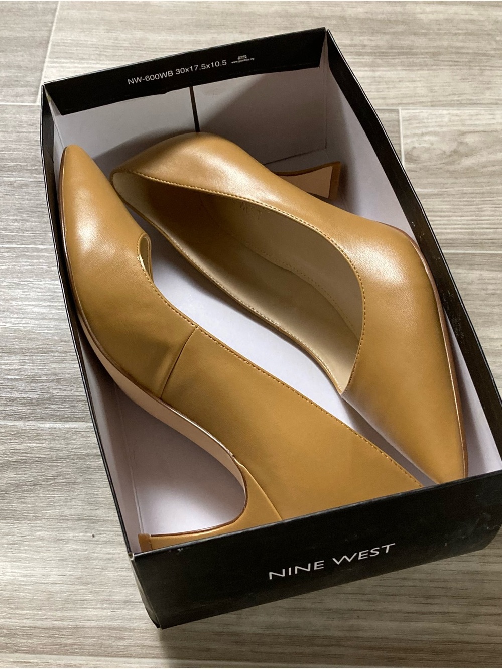 Nine West Tan Pointed Leather Mid Heel Pumps